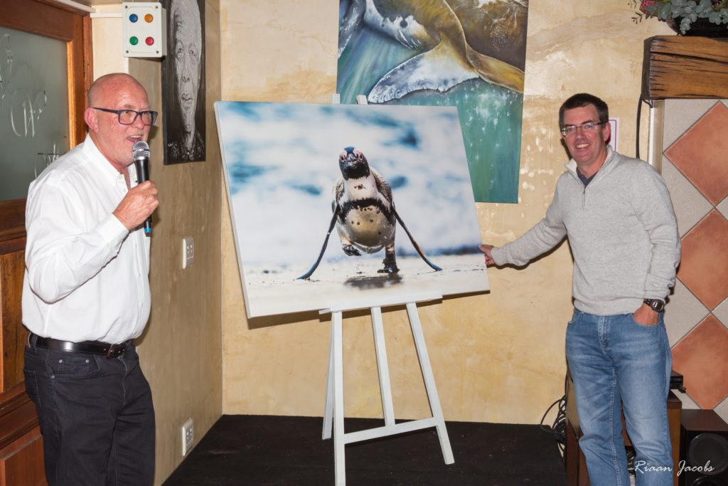 Michael Lutzeyer, Auctioneer For The Night & Geoff Mciver Top Bidder For The African Penguin Photo By Peter Chadwick
